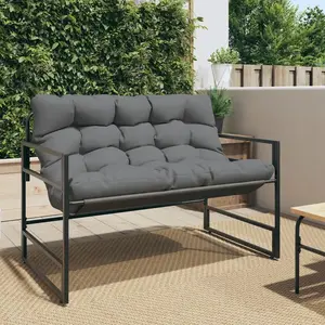 Comparateur de prix : vidaXL Banc de jardin avec coussin anthracite 113 cm acier
