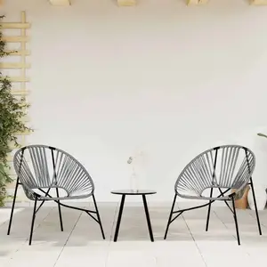 vidaXL Lot de 3 Chaise de jardin noir et gris clair résine tressée pas cher