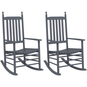 vidaXL Chaises à bascule sièges incurvés lot de 2 gris peuplier massif pas cher