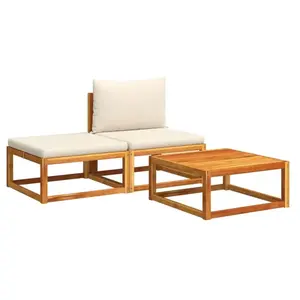 vidaXL Salon de jardin avec coussins 3 pcs bois massif d'acacia pas cher