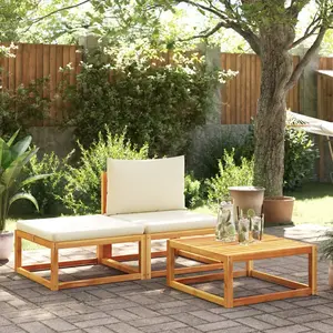 vidaXL Salon de jardin avec coussins 3 pcs bois massif d'acacia pas cher