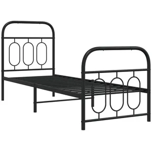 vidaXL Cadre de lit métal sans matelas avec pied de lit noir 75x190 cm pas cher