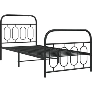 vidaXL Cadre de lit métal avec tête de lit/pied de lit noir 80x200 cm