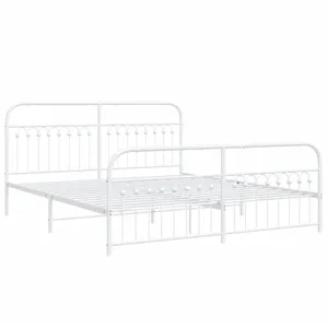 vidaXL Cadre de lit métal sans matelas et pied de lit blanc 183x203 cm pas cher