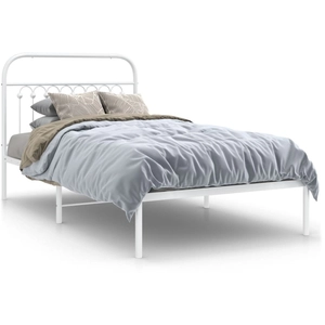 vidaXL Cadre de lit métal avec tête de lit blanc 120x190 cm pas cher