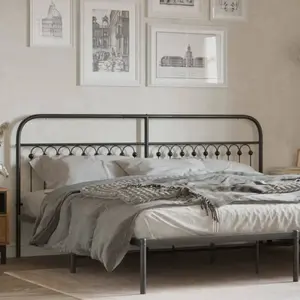 vidaXL Tête de lit métal noir 200 cm pas cher
