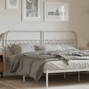 vidaXL Tête de lit métal blanc 180 cm pas cher