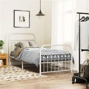 vidaXL Cadre de lit métal avec tête de lit/pied de lit blanc 90x200 cm pas cher