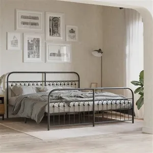 vidaXL Cadre de lit métal avec tête de lit/pied de lit noir 183x213 cm pas cher