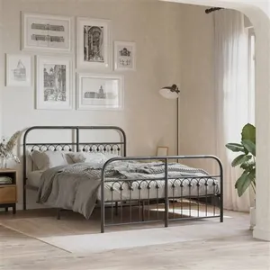Comparateur de prix : vidaXL Cadre de lit métal avec tête de lit/pied de lit noir 140x190 cm