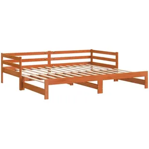 vidaXL Lit de jour avec lit gigogne cire marron 90x200 cm pin massif