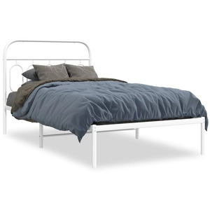 vidaXL Cadre de lit métal avec tête de lit blanc 107x203 cm pas cher