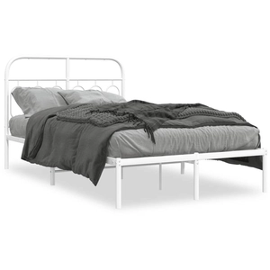 vidaXL Cadre de lit métal avec tête de lit blanc 120x200 cm pas cher