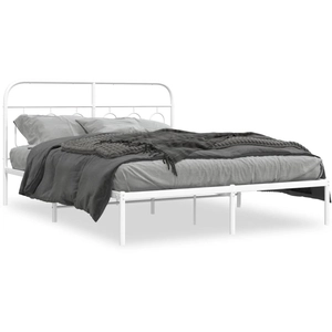 vidaXL Cadre de lit métal avec tête de lit blanc 150x200 cm pas cher