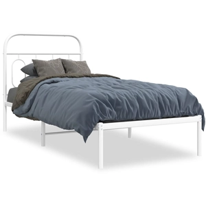 vidaXL Cadre de lit métal avec tête de lit blanc 90x190 cm pas cher