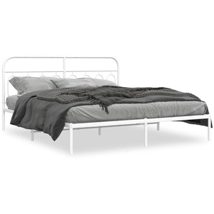 vidaXL Cadre de lit métal avec tête de lit blanc 193x203 cm pas cher