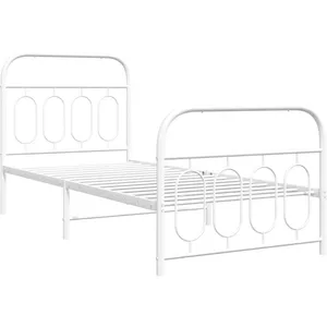 vidaXL Cadre de lit métal avec tête de lit/pied de lit blanc 90x200 cm pas cher