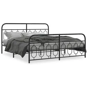 Comparateur de prix : vidaXL Cadre de lit métal avec tête de lit/pied de lit noir 183x213 cm