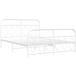 vidaXL Cadre de lit métal avec tête de lit/pied de lit blanc 140x200cm pas cher
