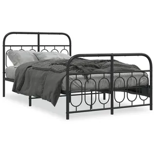 vidaXL Cadre de lit métal avec tête de lit/pied de lit noir 120x190 cm pas cher