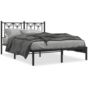 vidaXL Cadre de lit métal avec tête de lit noir 140x190 cm pas cher