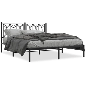vidaXL Cadre de lit métal avec tête de lit noir 100x200 cm pas cher