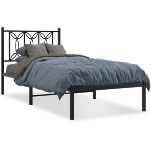 vidaXL Cadre de lit métal avec tête de lit noir 107x203 cm pas cher