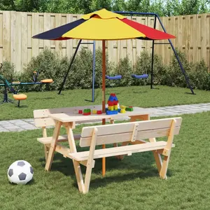 vidaXL Parasol de jardin pour enfants avec poteau en bois Ø120x140 cm pas cher