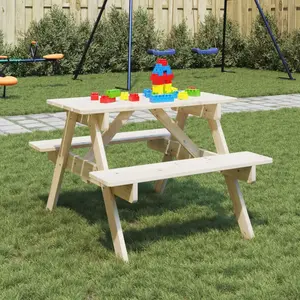 vidaXL Vidaxl Table De Pique-Nique Pour 4 Enfants Avec Trou De Parasol Sapin pas cher