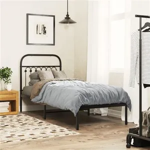 vidaXL Cadre de lit métal avec tête de lit noir 80x200 cm pas cher