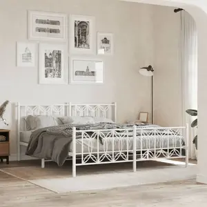 vidaXL Cadre de lit métal avec tête de lit/pied de lit blanc 183x213cm pas cher