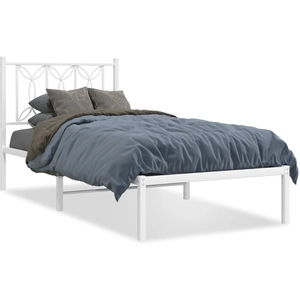 vidaXL Cadre de lit métal avec tête de lit blanc 90x200 cm pas cher