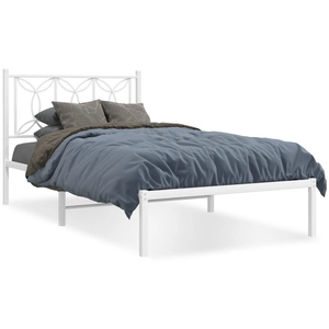 vidaXL Cadre de lit métal avec tête de lit blanc 107x203 cm pas cher