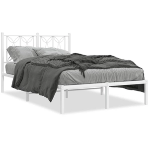 vidaXL Cadre de lit métal avec tête de lit blanc 120x190 cm pas cher