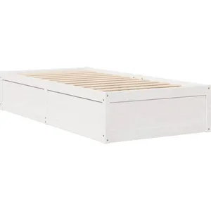 vidaXL Cadre de lit sans matelas blanc 75x190 cm bois de pin massif pas cher