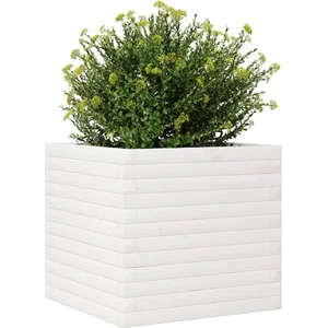 vidaXL Jardinière blanc 50x50x45,5 cm bois de pin massif pas cher