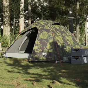 vidaXL Tente de camping à dôme 3 personnes camouflage imperméable pas cher