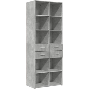 vidaXL Buffet haut gris béton 70x42,5x185 cm bois d'ingénierie pas cher