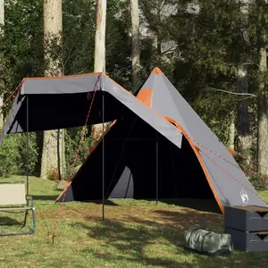 vidaXL Tente de camping tipi 5 personnes gris imperméable pas cher