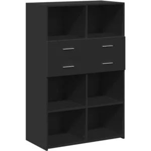 vidaXL Buffet haut noir 80x42,5x124 cm bois d'ingénierie pas cher