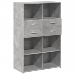 vidaXL Buffet haut gris béton 80x42,5x124 cm bois d'ingénierie pas cher