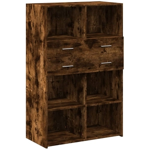 vidaXL Buffet haut chêne fumé 80x42,5x124 cm bois d'ingénierie pas cher