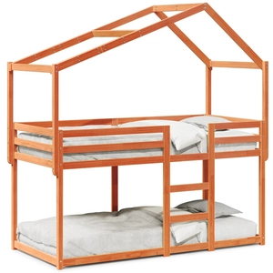 vidaXL Lit superposé avec toit cire marron 90x200cm bois de pin massif pas cher
