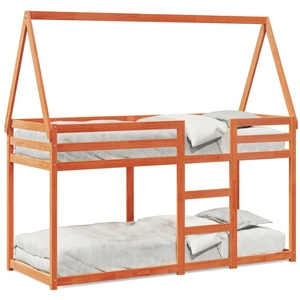 vidaXL Lit superposé avec toit cire marron 90x200cm bois de pin massif pas cher