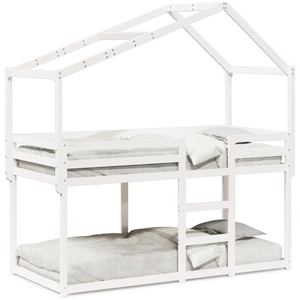 vidaXL Lit superposé avec toit blanc 90x190 cm bois massif de pin pas cher