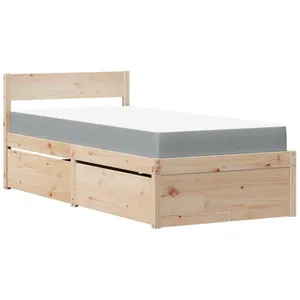 vidaXL Lit avec tiroirs et matelas 90x190 cm bois massif de pin pas cher