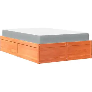 vidaXL Lit avec matelas cire marron 120x190 cm bois massif de pin pas cher
