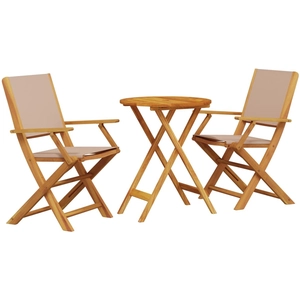 vidaXL Ensemble de bistro 3 pcs taupe tissu et bois massif pas cher