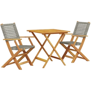 vidaXL Ensemble de bistro 3 pcs gris résine tressée et bois massif pas cher