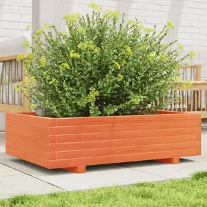 vidaXL Jardinière cire marron 90x60x26,5 cm bois de pin massif pas cher
